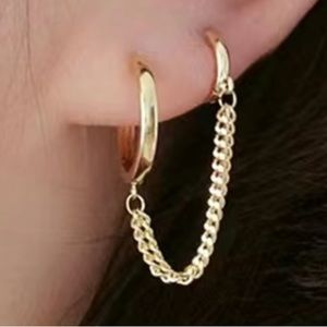 Double chain 18K gp cuff earrings set